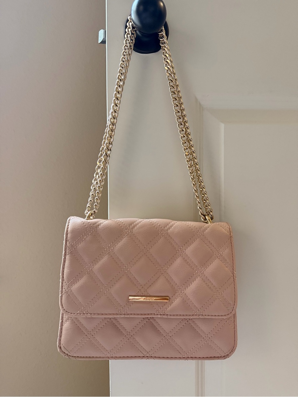 Aldo Blush Quilted Crossbody with Gold Chain